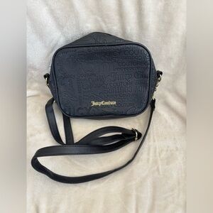 Juicy Couture Black Embossed Logo Crossbody with Gold Tone Hardware